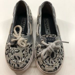 Adorable Sperry leopard top sider. Size 8m.